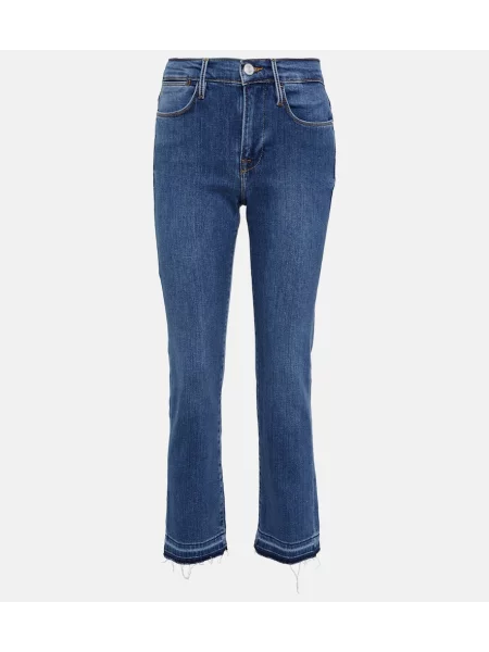 Proste jeansy Frame z wysoką talią niebieskie