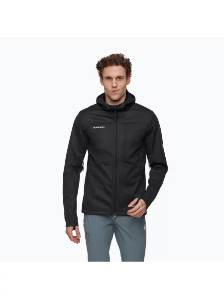 Geacă softshell pentru bărbați Mammut Ultimate VIII Softshell Hooded black negru