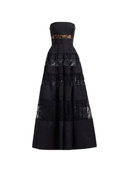 Rochie maxi Elie Saab din dantelă negru