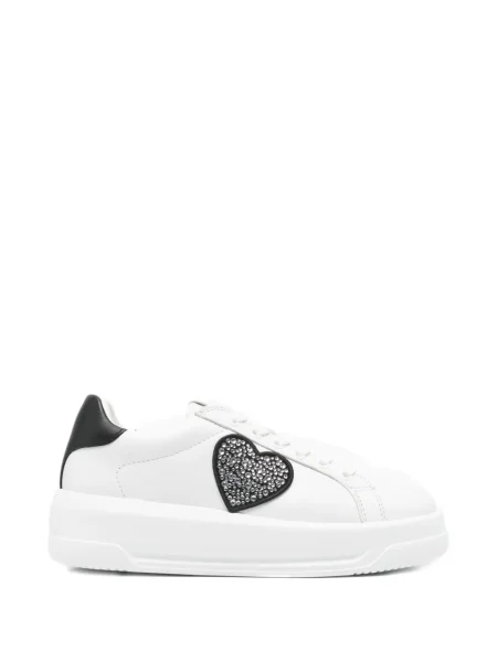 Sneakerși Love Moschino cu motiv cu inimi alb