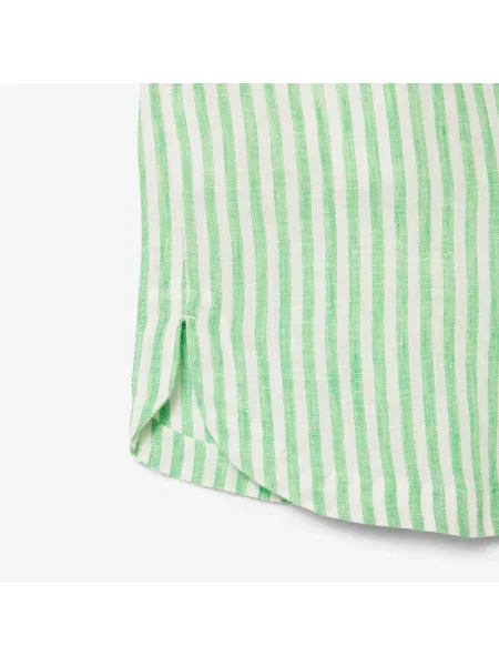 Lacoste Luźne Lniane Szorty W Paski zielone