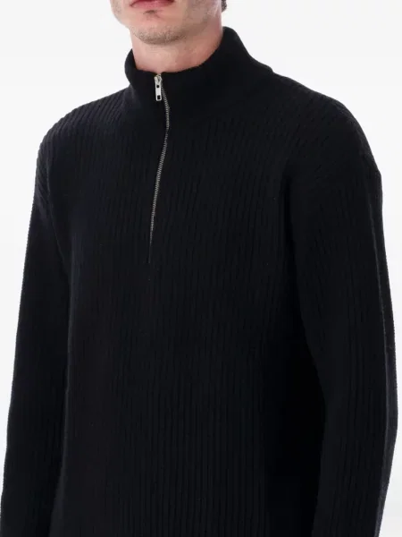 Pulover Colorful Standard de jumătate de fermoar negru