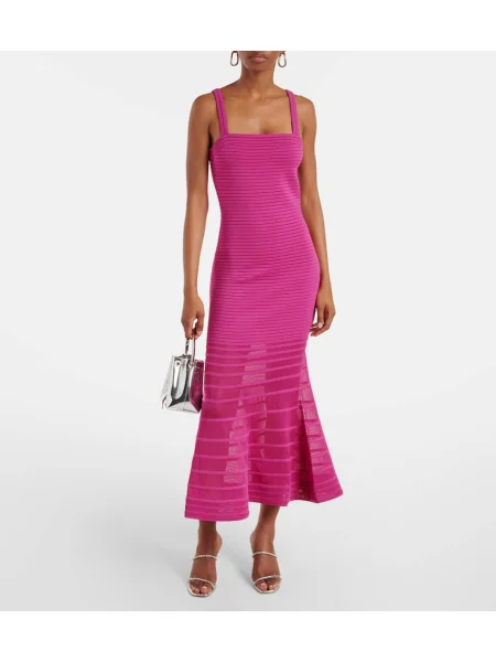 Rochie midi Simkhai tricotate transparente până la genunchi roz