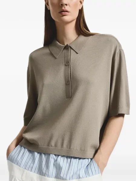 Scurt tricou polo Stel tricotate maro