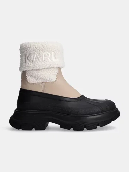 Утепленные дутики Karl Lagerfeld на платформе бежевые