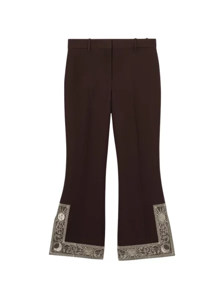 Pantaloni Burberry cu broderie de lână evazate maro