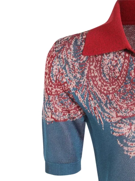 Polo Etro cu imagine cu model paisley albastru