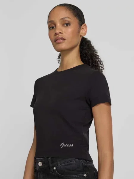 T-shirt z detalem z logo Guess czarna