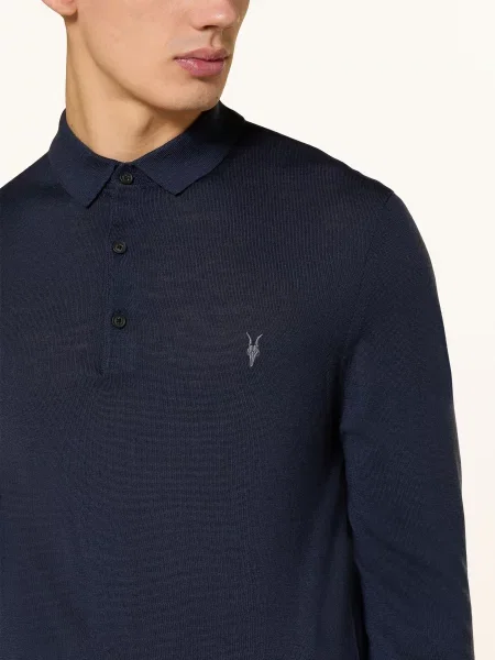 Allsaints Koszulka Polo Z Dzianiny Mode Z Wełny Merino blau