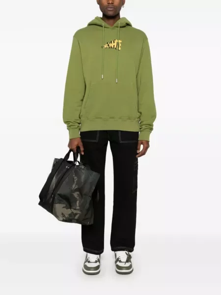 Hanorac cu glugă Off-white cu imagine alb