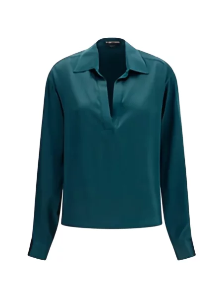 Lung bluză Tom Ford de mătase albastru
