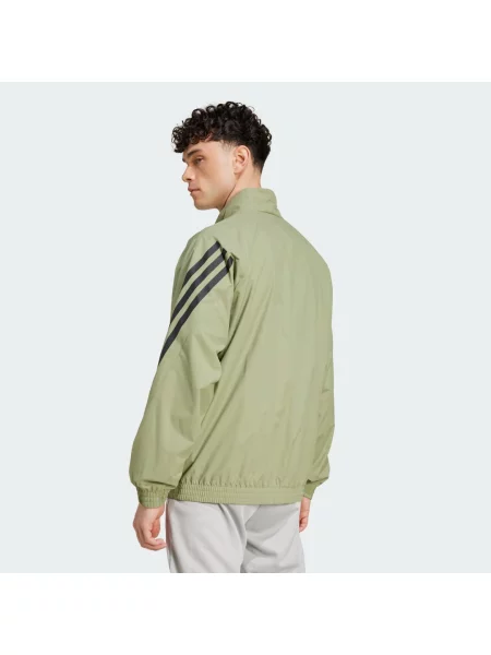 Pruhovaná běžecká bunda Adidas zelená