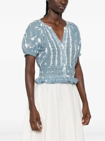 Bluză Alice + Olivia din dantelă albastru