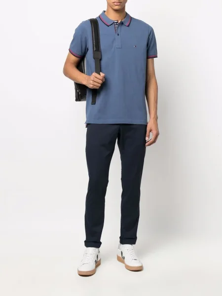 Pantaloni chino Dondup plisate albastru