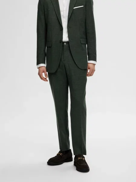 SELECTED HOMME Pantaloni cu dungă SLHOASIS închis verde