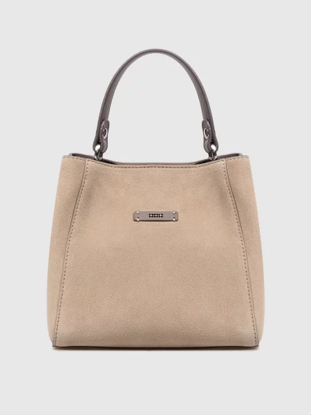 Замшева сумка з брендовим патчем Peserico бежева