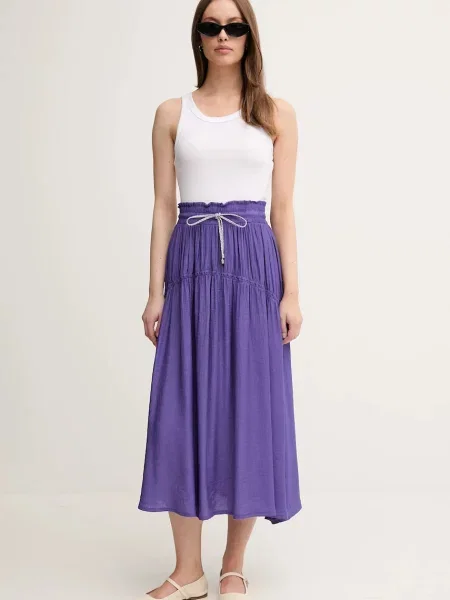 Спідниця La Petite Française JOSETTE midi розкльошена JOSETTE фіолетовий