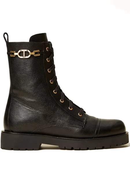 Botine Twinset cu șireturi din dantelă negru