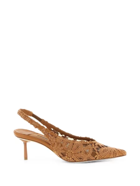 Pantofi cu toc Le Silla din dantelă slingback maro