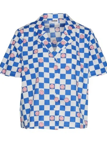 Noisy may Bluză Melia azuriu roz deschis / negru alb