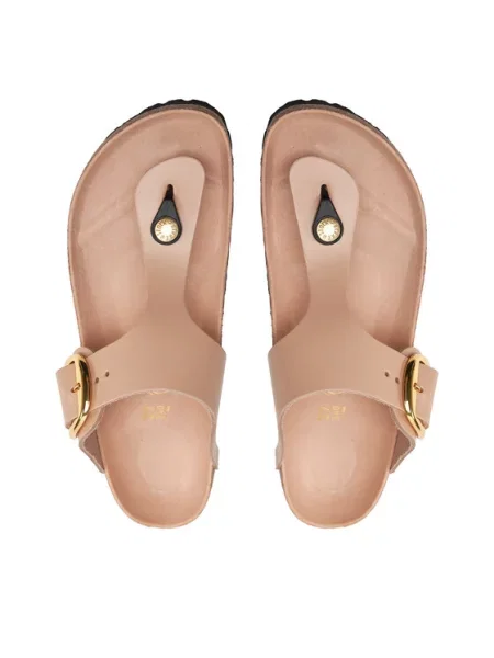 Trampki Birkenstock Gizeh Big Buckle Natural Leather Patent High-Shine New Beige EUR 38 beżowe