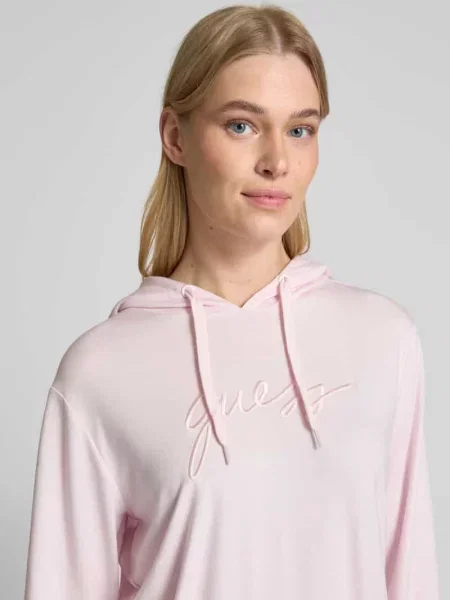 Bluza o kroju oversized z kapturem i tunelem model ‘LUCIA’ różowa