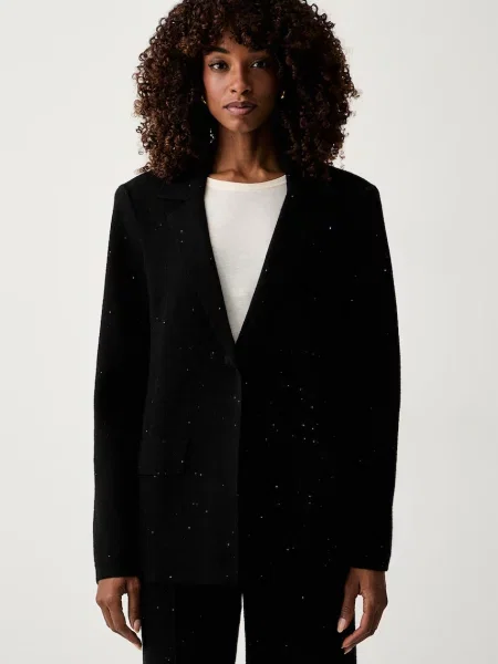 Twinset sacou cu un singur rând de pentru femei negru