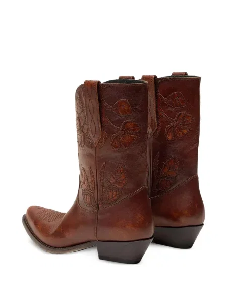 Botine Golden Goose cu model floral auriu
