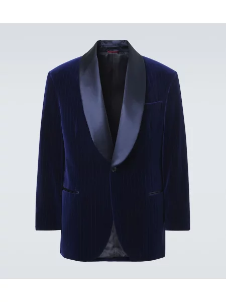 Costum Brunello Cucinelli de catifea albastru