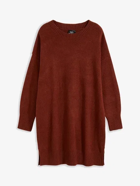 Sukienka dzianinowa oversize brązowa