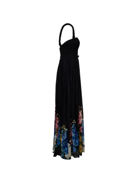 Rochie maxi Leo Lin cu model floral cu imagine negru