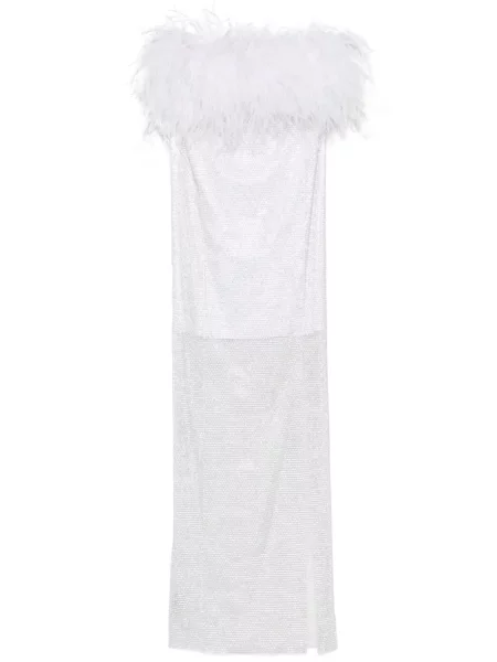 Rochie midi Santa Brands cu pene până la genunchi de costum alb