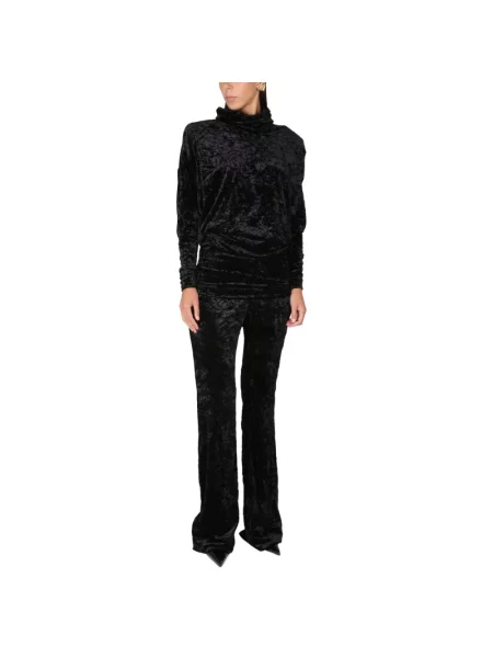 Sweter Saint Laurent z szalowym kołnierzem czarny