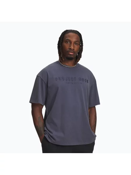 Tricou pentru bărbați Under Armour Project Rock Q3 ST Graphic downpour gray/white alb