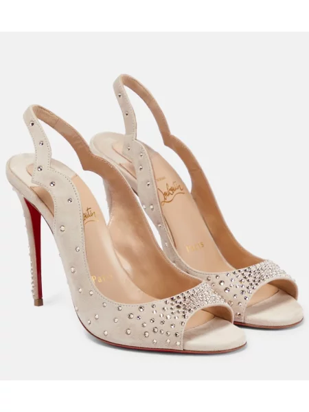 Велурени сандали Christian Louboutin бежово