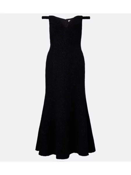 Sukienka midi Self-portrait do kolan garniturowa czarna