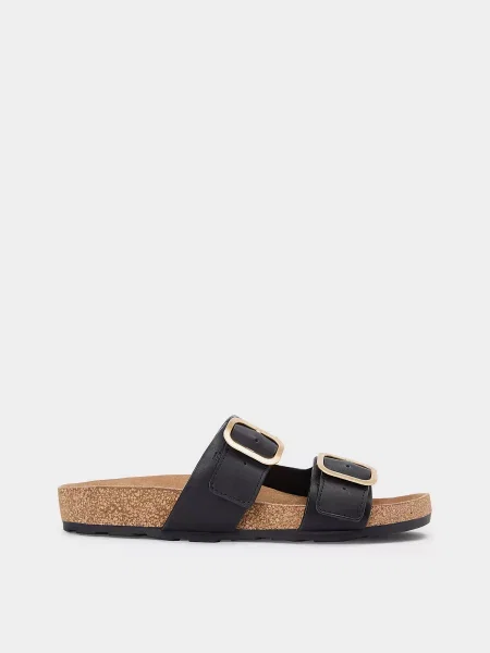Шкіряні Шльопанці Tommy Hilfiger TH CLASSIC CORK SANDAL LEATHER чорний