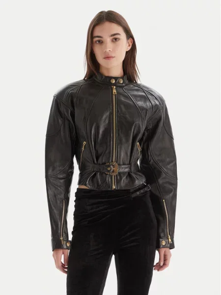 Versace Jeans Couture Usnjena jakna črna