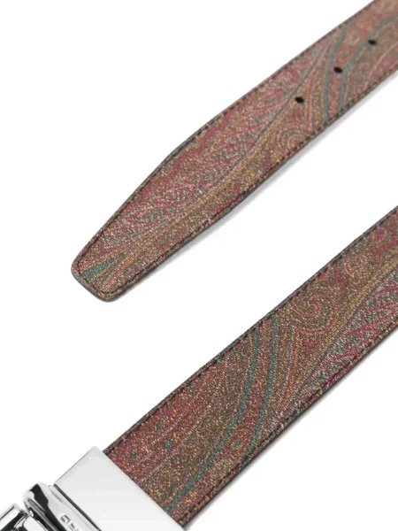Curea Etro din piele cu imagine cu model paisley maro