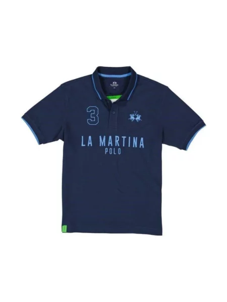 Koszulka polo La Martina z logo niebieska