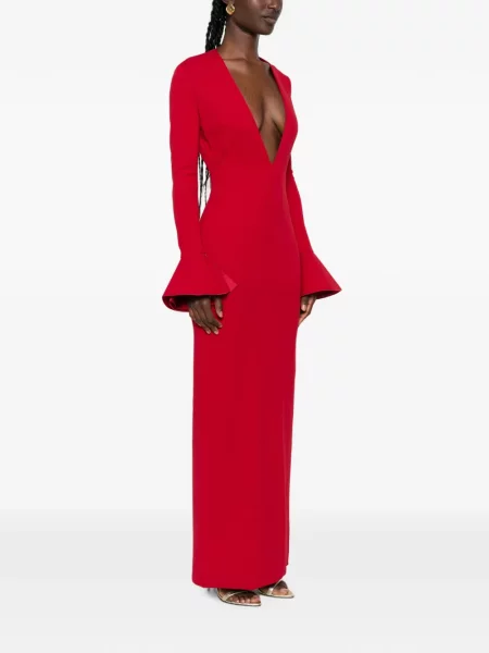 Rochie maxi Solace London cu decolteu în V roșu