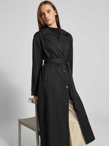 Płaszcz typu trench w długości longline o kroju regular fit model LINE' Only czarny