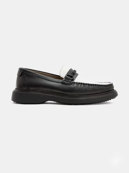 AllSaints mocasini de piele Gibbs Chain Loafer barbati negru
