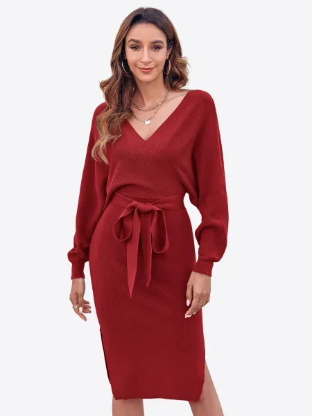 Imily Bela Rochie tricotat burgundy roșu