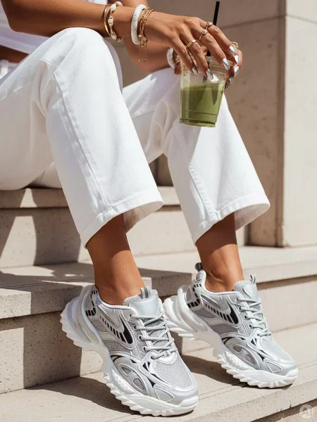 Sportowe sneakersy BLAZERO srebrne Dstreet