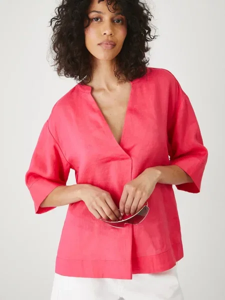 Льняна блузка Medicine однотонна помаранчевий