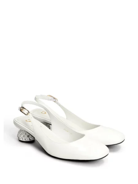 Pantofi cu toc Gold & Rouge slingback alb