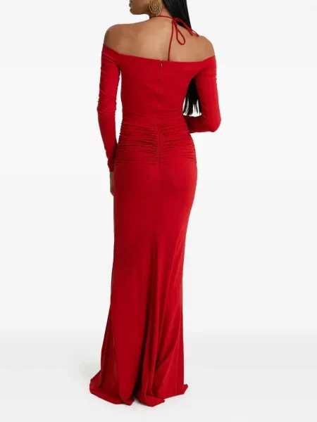 Rochie maxi Moos Studio drapată cu gât halter de costum roșu