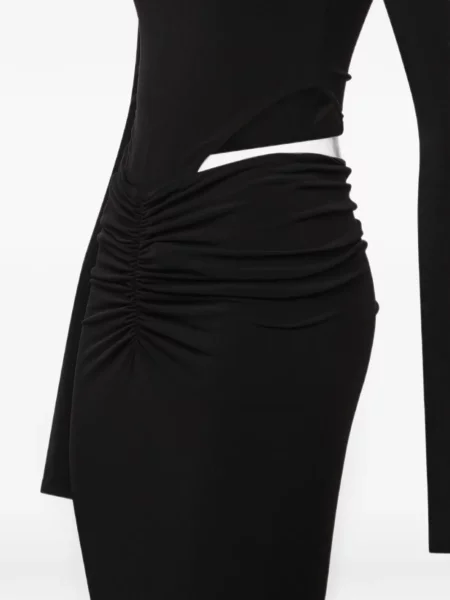 Rochie midi The Andamane cu volane negru