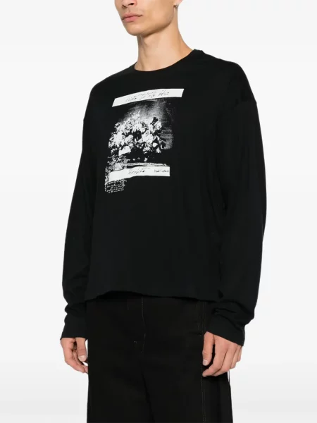 Дълго риза Ann Demeulemeester с принт черно